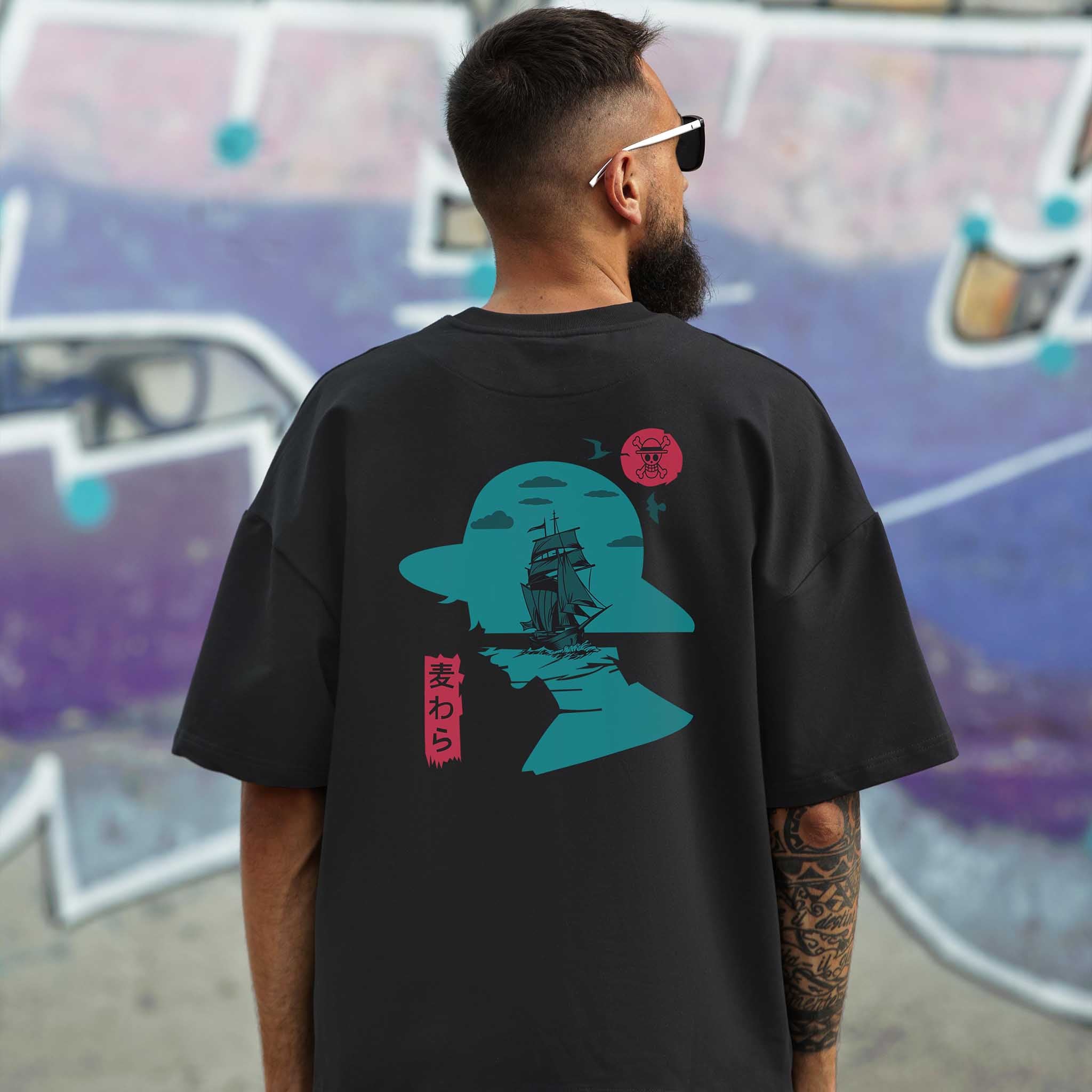 Pirate Ship Printed Oversized unisex T-shirt