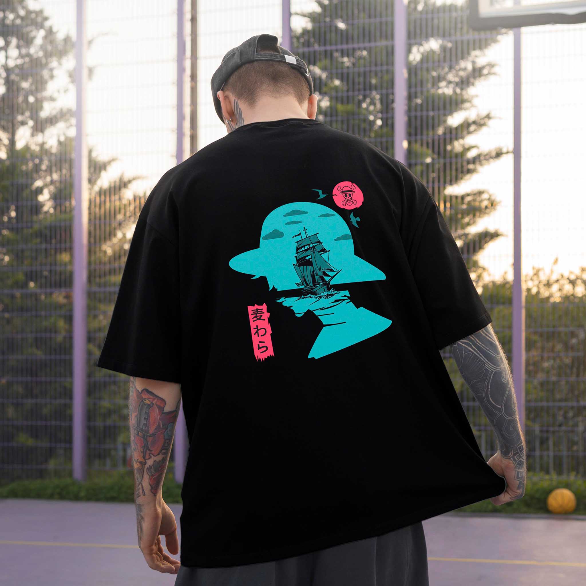 Pirate Ship Printed Oversized unisex T-shirt