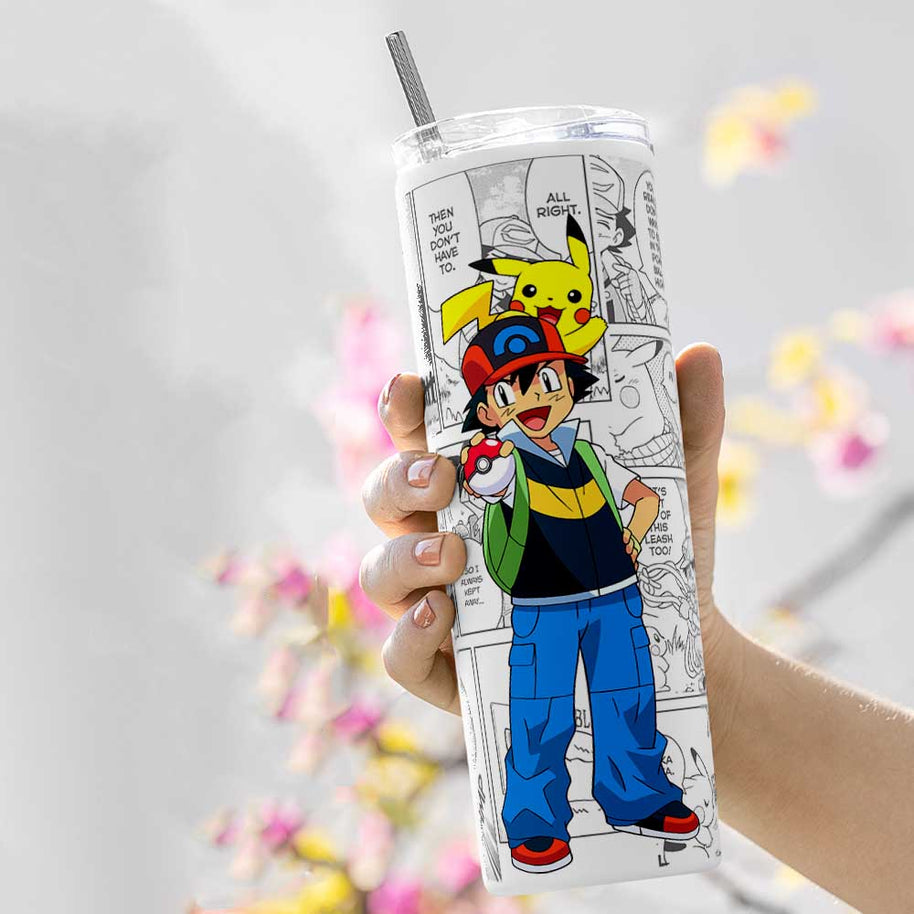 POKEMON ASH & PIKACHU METAL TUMBLER (600ML)