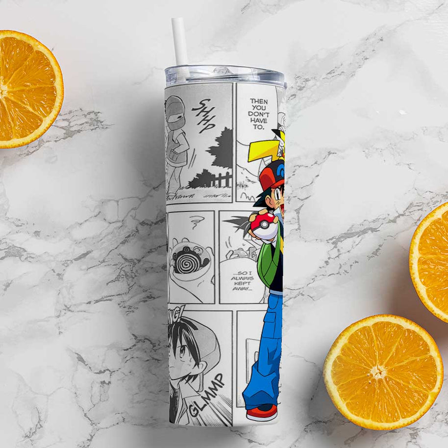 POKEMON ASH & PIKACHU METAL TUMBLER (600ML)