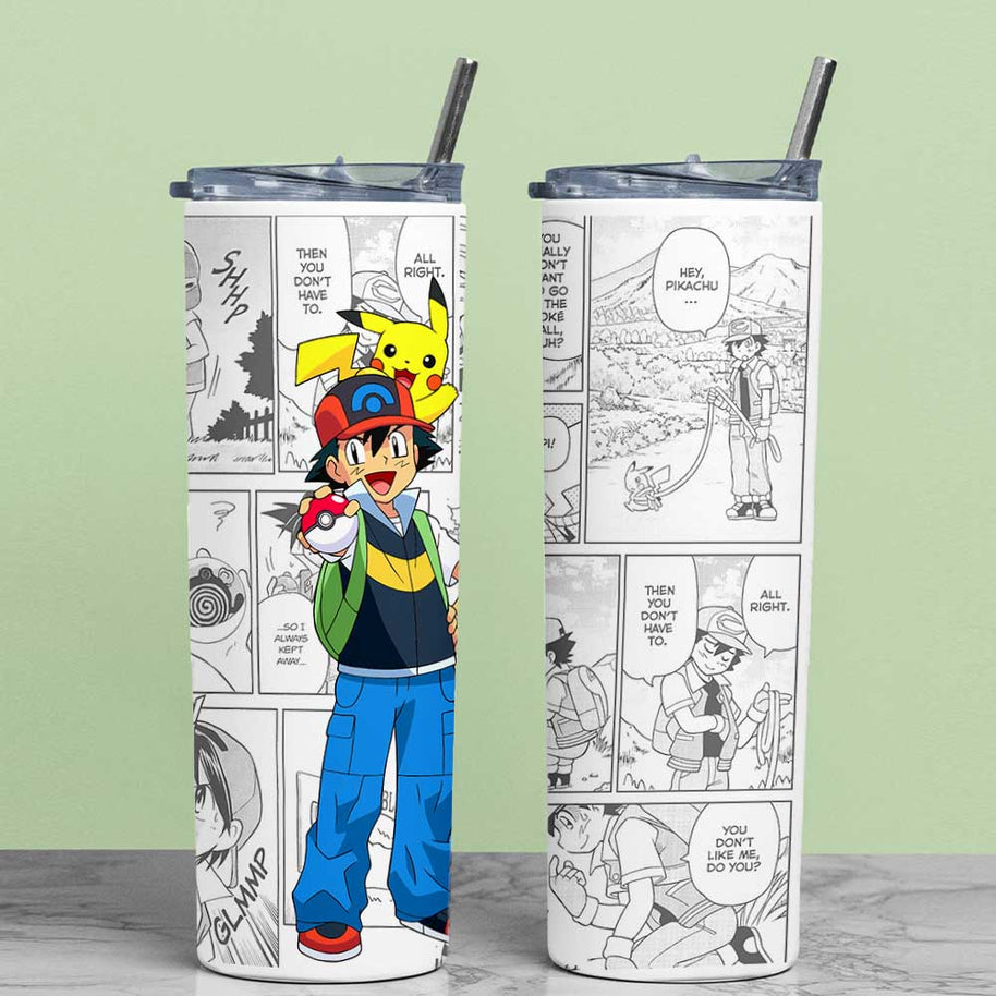 POKEMON ASH & PIKACHU METAL TUMBLER (600ML)