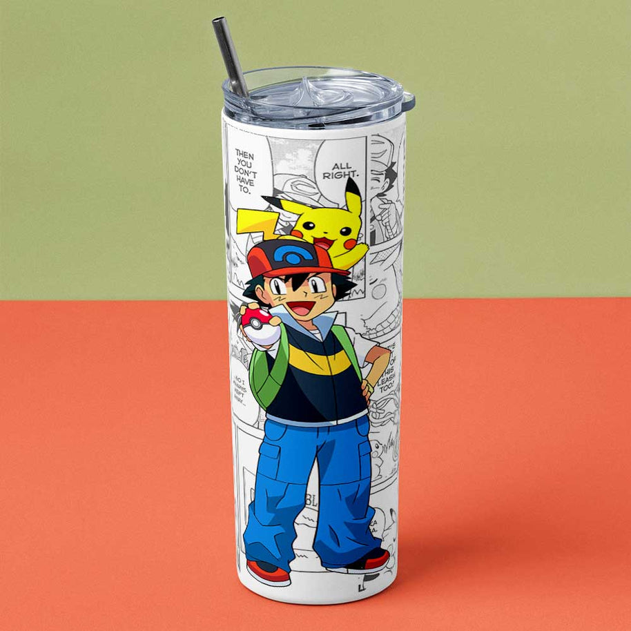 POKEMON ASH & PIKACHU METAL TUMBLER (600ML)